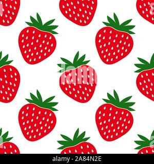 Strawberries fruits seamless pattern. Vector illustration Stock Vector