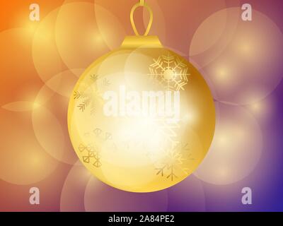 Merry Christmas. Golden christmas ball with snowflakes. Gold gradient. Greeting card design template. Vector illustration Stock Vector