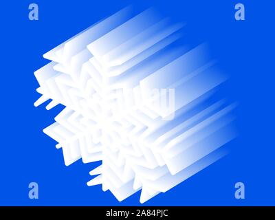 Isometric snowflake with gradient, 3d effect. Fashion trend. Winter holiday design element. Vector illustration Stock Vector