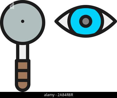 Eye test, scapula flat color line icon. Stock Vector