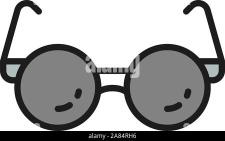 Glasses for blind flat color line icon. Stock Vector