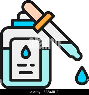 Medicine, drops for sight flat color line icon. Stock Vector