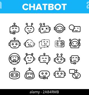 Chatbot Robot Collection Elements Icons Set Vector Stock Vector Image ...