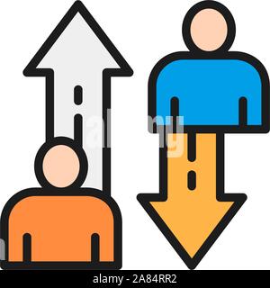 Change of employees, team competition flat color line icon. Stock Vector