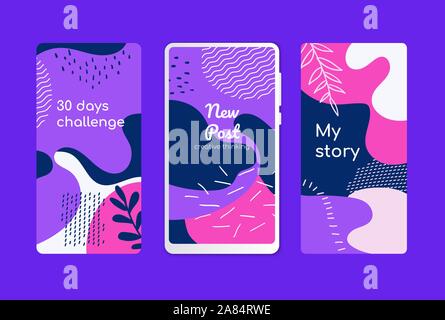 Colorful mobile screen templates - set of modern vector backgrounds Stock Vector