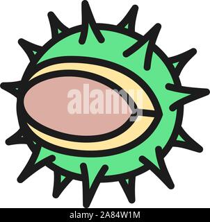Vector chestnut flat color icon. Isolated on white background Stock Vector