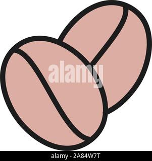 Coffee beans flat color icon. Isolated on white background Stock Vector
