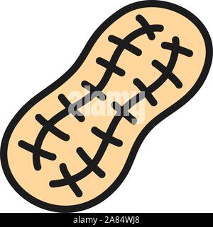 Vector peanut flat color icon. Isolated on white background Stock Vector