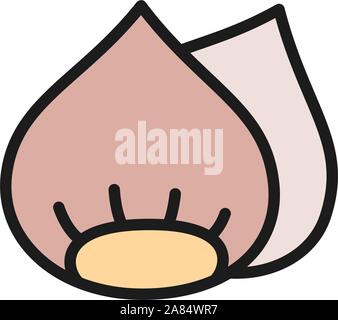 Hazelnut nuts flat color icon. Isolated on white background Stock Vector