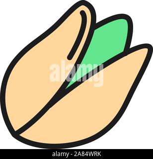 Pistachio nut flat color icon. Isolated on white background Stock Vector