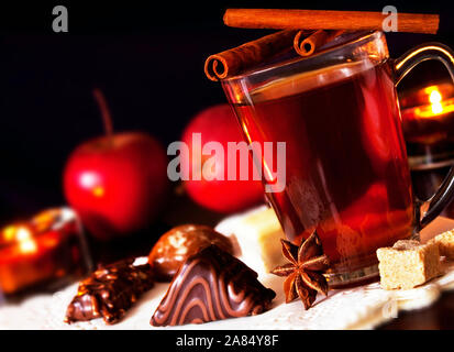 Christmas time mulled wine and sweets Stock Photo