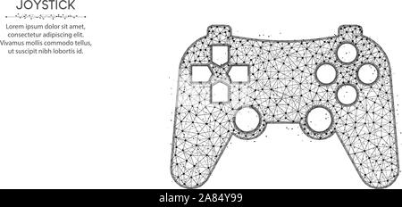 Joystick low poly design, Game console abstract geometric art, device icon wireframe mesh polygonal vector illustration made from points and lines on Stock Vector