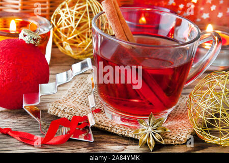 Christmas mulled wine and decoration Stock Photo