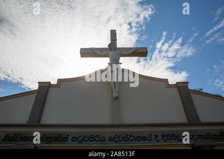 Memorial for the victims of the Easter bomb blast in 2018 at St. Sebastian's church  Katuwapitiya Stock Photo