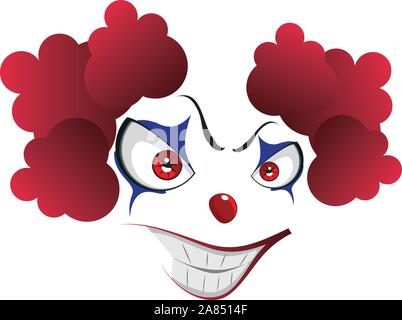 Cartoon creepy evil clown face for Halloween. Stock Vector
