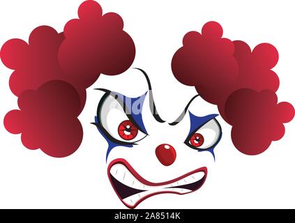 Cartoon creepy evil clown face for Halloween. Stock Vector