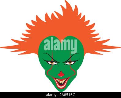 Cartoon creepy evil clown face for Halloween. Stock Vector