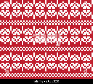 Christmas Snowflakes Fair Isle Seamless Pattern Background in Vector - Suitable for website resources, graphics, print designs, fashion textiles, knit Stock Photo