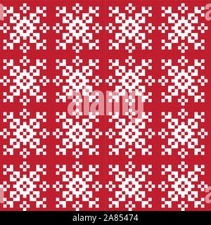 Christmas Snowflakes Fair Isle Seamless Pattern Background in Vector - Suitable for website resources, graphics, print designs, fashion textiles, knit Stock Vector