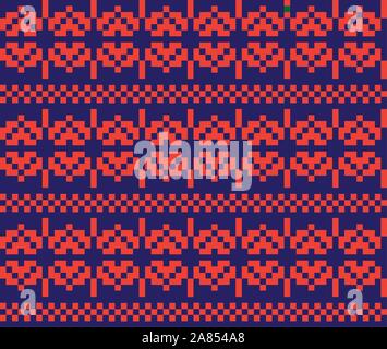 Christmas Snowflakes Fair Isle Seamless Pattern Background in Vector - Suitable for website resources, graphics, print designs, fashion textiles, knit Stock Vector