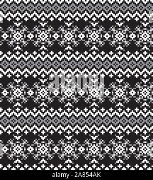 Christmas Snowflakes Fair Isle Seamless Pattern Background in Vector - Suitable for website resources, graphics, print designs, fashion textiles, knit Stock Vector