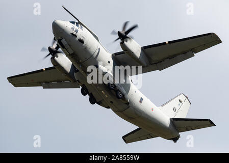 Demonstration of an Alenia C-27J Spartan military transport aircraft of the Italian Air Force. Stock Photo