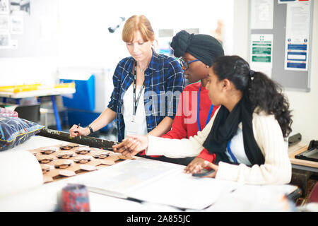 Female art students working in art studio Stock Photo