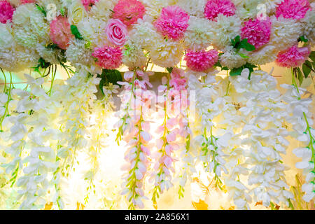 Multi color Hand made paper flower, Wedding decoration and colorful wedding  stage in Bangladesh Stock Photo - Alamy