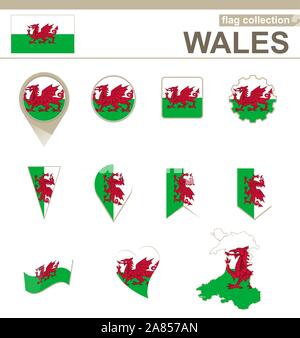 Wales Flag Collection, 12 versions Stock Vector