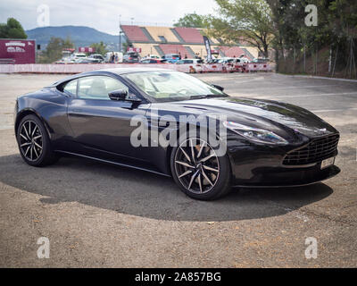 MONTMELO, SPAIN-SEPTEMBER 29, 2019: Aston Martin DB11 V12 at city streets Stock Photo