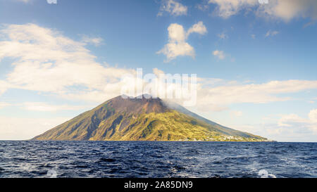 Seaside view of Stromboli Island off the coast of Sicily Stock Photo