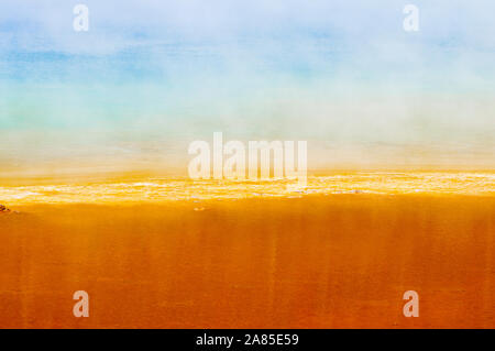 An up close abstract view of Grand Prismatic Spring in Yellowstone Stock Photo