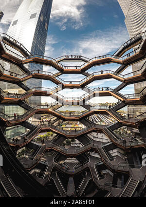The inside of The Vessel structure in the Hudson Yards, NYC, USA. Stock Photo