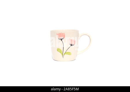 Coffee cup floral patterns on isolated Stock Photo