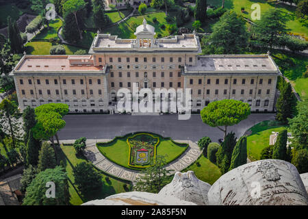 Vatican, Vatican City; September 8 2017: Governatorato palace aerial view with sunlight Stock Photo