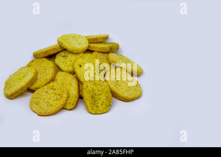 round crackers for beer on a white background Stock Photo