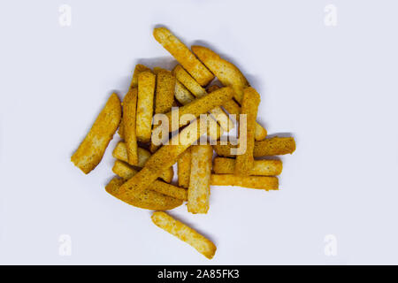 long crackers for beer on a white background Stock Photo