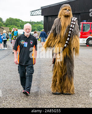 Chewbacca entertains the crowd at National airshow, East Fortune, East Lothian, Scotland, UK Stock Photo