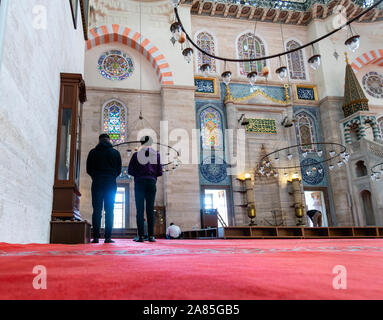 ISTANBUL, TURKEY - OCTOBER 27: Suleymaniye mosque muslim prayers, 27 October 2019 in Istanbul Turkey. The Suleymaniye Mosque is the largest mosque in Stock Photo