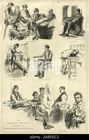 Sketches in the Salvation Army Social scheme, Westminster Homeless Shelter, Horseferry Road, 19th Century London Stock Photo