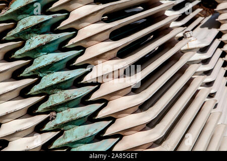 Old cast iron household radiators Stock Photo