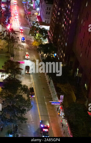 Escort Vehicles and NYPD Support for POTUS Motorcade on 34th Street, NYC, USA Stock Photo