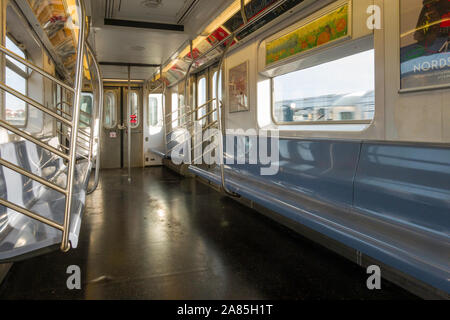 Empty Subway Car, NYC, USA Stock Photo
