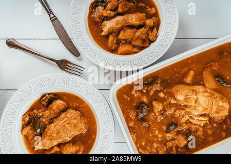 Chicken Balti With Peppers, Cauliflower, Butternut Squash And Tomato Sauce Stock Photo