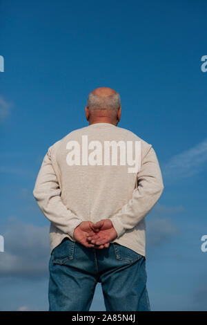 Senior man looking out Stock Photo