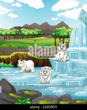 Scene with polar bears on ice illustration Stock Vector Image & Art - Alamy