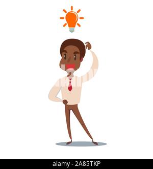 An african company officer with gear have a strong marketing strategy to share in company. Leadership concept. Stock Vector