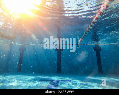 view of poll underwater sunlight through water Stock Photo