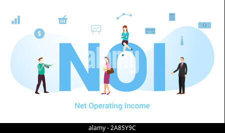 noi net operating income concept with big word or text and team people with modern flat style - vector illustration Stock Photo