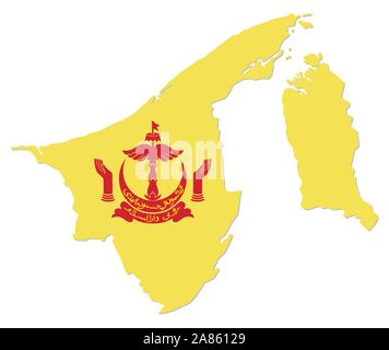 simple map of asian state brunei darussalam with coat of arms Stock Vector